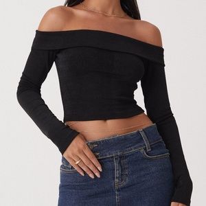 Motel x Olivia Neill Nasari crop top in crepe black XS
